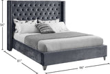 Aiden Velvet Bed - Elegant Wing Design with Deep Tufting, Chrome Nailheads & Solid Wood Frame