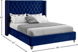 Aiden Velvet Bed - Elegant Wing Design with Deep Tufting, Chrome Nailheads & Solid Wood Frame