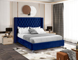 Aiden Velvet Bed - Elegant Wing Design with Deep Tufting, Chrome Nailheads & Solid Wood Frame
