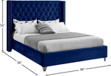 Aiden Velvet Bed - Elegant Wing Design with Deep Tufting, Chrome Nailheads & Solid Wood Frame