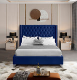 Aiden Velvet Bed - Elegant Wing Design with Deep Tufting, Chrome Nailheads & Solid Wood Frame
