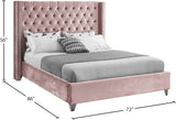 Aiden Velvet Bed - Elegant Wing Design with Deep Tufting, Chrome Nailheads & Solid Wood Frame