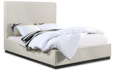 Alfie Bed - Luxurious Linen Upholstered Full Bed with Tall Headboard and Solid Wood Base Design