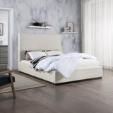 Alfie Bed - Luxurious Linen Upholstered Full Bed with Tall Headboard and Solid Wood Base Design