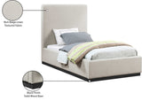 Alfie Bed - Luxurious Linen Upholstered Full Bed with Tall Headboard and Solid Wood Base Design