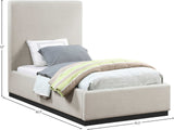 Alfie Bed - Luxurious Linen Upholstered Full Bed with Tall Headboard and Solid Wood Base Design
