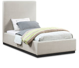 Alfie Bed - Luxurious Linen Upholstered Full Bed with Tall Headboard and Solid Wood Base Design