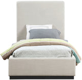 Alfie Bed - Luxurious Linen Upholstered Full Bed with Tall Headboard and Solid Wood Base Design