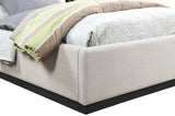 Alfie Bed - Luxurious Linen Upholstered Full Bed with Tall Headboard and Solid Wood Base Design
