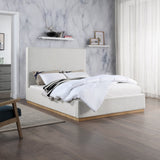 Alfie Bed - Luxurious Linen Upholstered Full Bed with Tall Headboard and Solid Wood Base Design