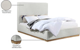 Alfie Bed - Luxurious Linen Upholstered Full Bed with Tall Headboard and Solid Wood Base Design