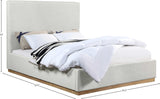 Alfie Bed - Luxurious Linen Upholstered Full Bed with Tall Headboard and Solid Wood Base Design