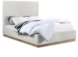 Alfie Bed - Luxurious Linen Upholstered Full Bed with Tall Headboard and Solid Wood Base Design