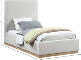 Alfie Bed - Luxurious Linen Upholstered Full Bed with Tall Headboard and Solid Wood Base Design