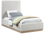 Alfie Bed - Luxurious Linen Upholstered Full Bed with Tall Headboard and Solid Wood Base Design