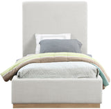 Alfie Bed - Luxurious Linen Upholstered Full Bed with Tall Headboard and Solid Wood Base Design