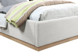 Alfie Bed - Luxurious Linen Upholstered Full Bed with Tall Headboard and Solid Wood Base Design