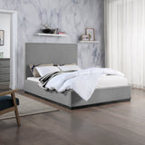 Alfie Bed - Luxurious Linen Upholstered Full Bed with Tall Headboard and Solid Wood Base Design