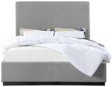 Alfie Bed - Luxurious Linen Upholstered Full Bed with Tall Headboard and Solid Wood Base Design