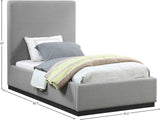 Alfie Bed - Luxurious Linen Upholstered Full Bed with Tall Headboard and Solid Wood Base Design