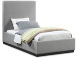 Alfie Bed - Luxurious Linen Upholstered Full Bed with Tall Headboard and Solid Wood Base Design