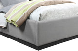 Alfie Bed - Luxurious Linen Upholstered Full Bed with Tall Headboard and Solid Wood Base Design