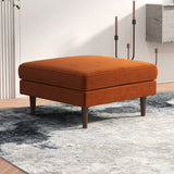 Amber Square Upholstered Ottoman (Burnt Orange Velvet)