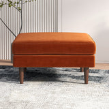 Amber Square Upholstered Ottoman (Burnt Orange Velvet)