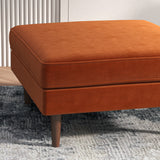 Amber Square Upholstered Ottoman (Burnt Orange Velvet)