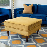 Amber Square Upholstered Ottoman (Yellow Velvet)