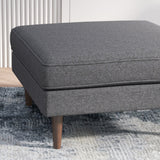 Amber Square Upholstered Ottoman (Seaside Grey)