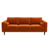 Amber Mid-Century Modern Burnt Orange Luxury Velvet Sofa