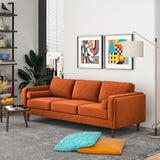 Amber Mid-Century Modern Burnt Orange Luxury Velvet Sofa
