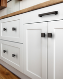 DESIGN1071 Matte Black Modern Square Knobs - Heavy-Duty Kitchen & Dresser Hardware | 1.26" Length