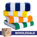 American Soft Linen, Premium Cotton 4 Pack Beach Towels, Cabana Striped - Mix Color - 8 Set Case Pack