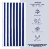 American Soft Linen, Premium Cotton 4 Pack Beach Towels, Cabana Striped - Mix Color - 8 Set Case Pack