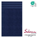 Salem 4 Piece 100% Cotton Luxury Turkish Bath Towel Sets