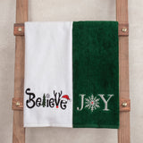 American Soft Linen Christmas Towels Bathroom Set, 2 Packed Embroidered Decorative 100% Cotton Hand Towels, Dish Towels for Decor Xmas - 60 Set Case Pack