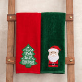 American Soft Linen Christmas Towels Bathroom Set, 2 Packed Embroidered Decorative 100% Cotton Hand Towels, Dish Towels for Decor Xmas - 60 Set Case Pack