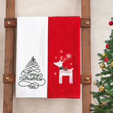American Soft Linen Christmas Towels Bathroom Set, 2 Packed Embroidered Decorative 100% Cotton Hand Towels, Dish Towels for Decor Xmas