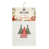 American Soft Linen Christmas Towels Set, 2 Packed Embroidered 100% Cotton Hand Towels, Dish Towels
