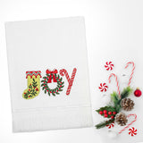 American Soft Linen Christmas Towels Set, 2 Packed Embroidered 100% Cotton Hand Towels, Dish Towels