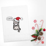 American Soft Linen Christmas Towels Set, 2 Packed Embroidered 100% Cotton Hand Towels, Dish Towels