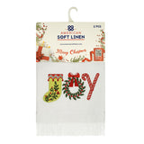 American Soft Linen Christmas Towels Set, 2 Packed Embroidered 100% Cotton Hand Towels, Dish Towels
