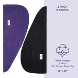 American Soft Linen 100% Cotton Hair Drying Towels for Women, 2 Pack Head Towel Cap - 75 Set Case Pack