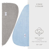 American Soft Linen 100% Cotton Hair Drying Towels for Women, 2 Pack Head Towel Cap - 75 Set Case Pack