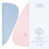 American Soft Linen 100% Cotton Hair Drying Towels for Women, 2 Pack Head Towel Cap - 75 Set Case Pack
