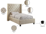 Ashton Contemporary Wing Bed with Elegant Tufted Design and Chrome Nailheads for Luxurious Comfort
