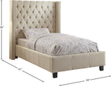Ashton Contemporary Wing Bed with Elegant Tufted Design and Chrome Nailheads for Luxurious Comfort