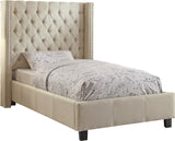Ashton Contemporary Wing Bed with Elegant Tufted Design and Chrome Nailheads for Luxurious Comfort